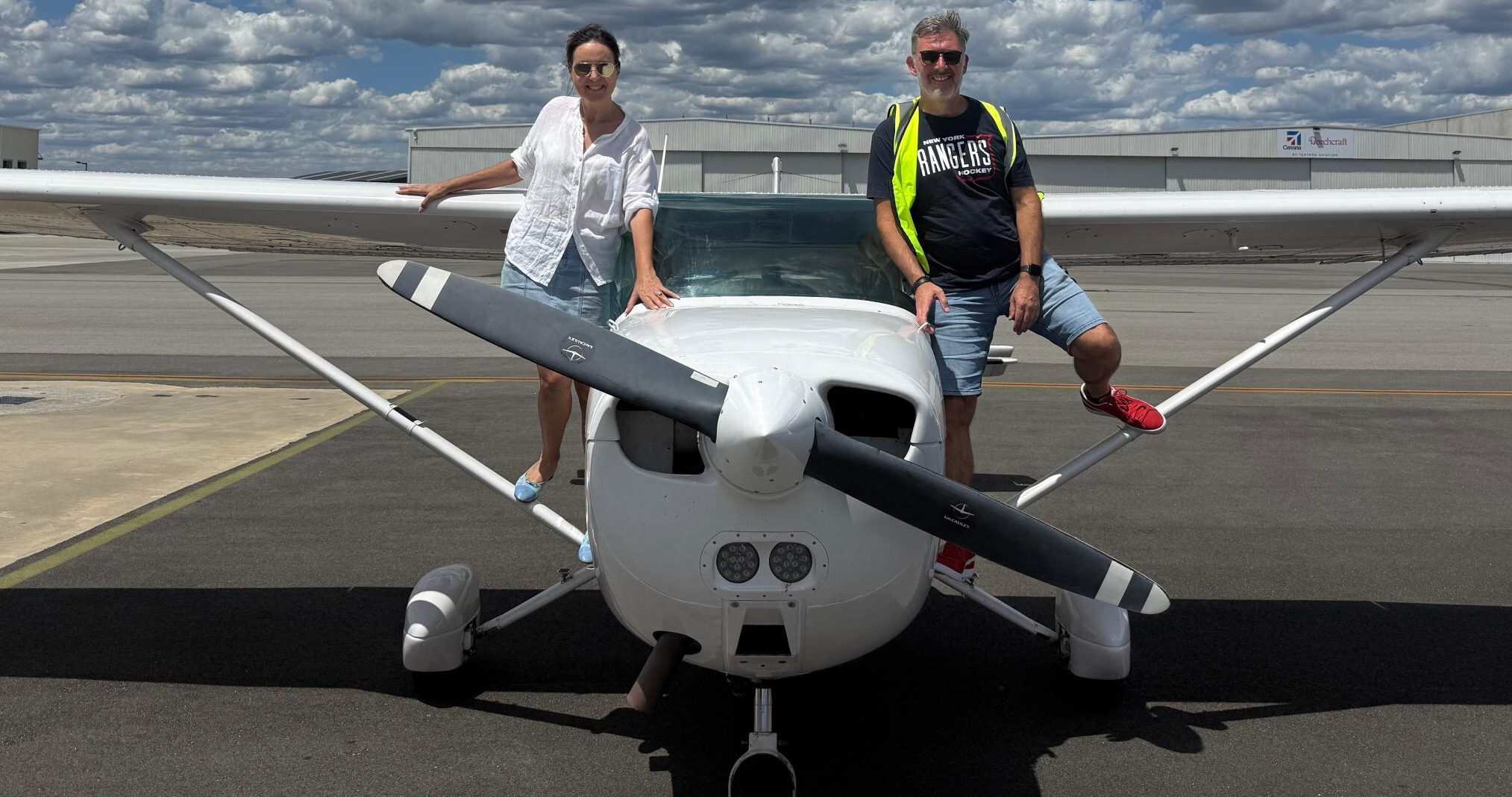 Private pilot training in Perth student flying aircraft