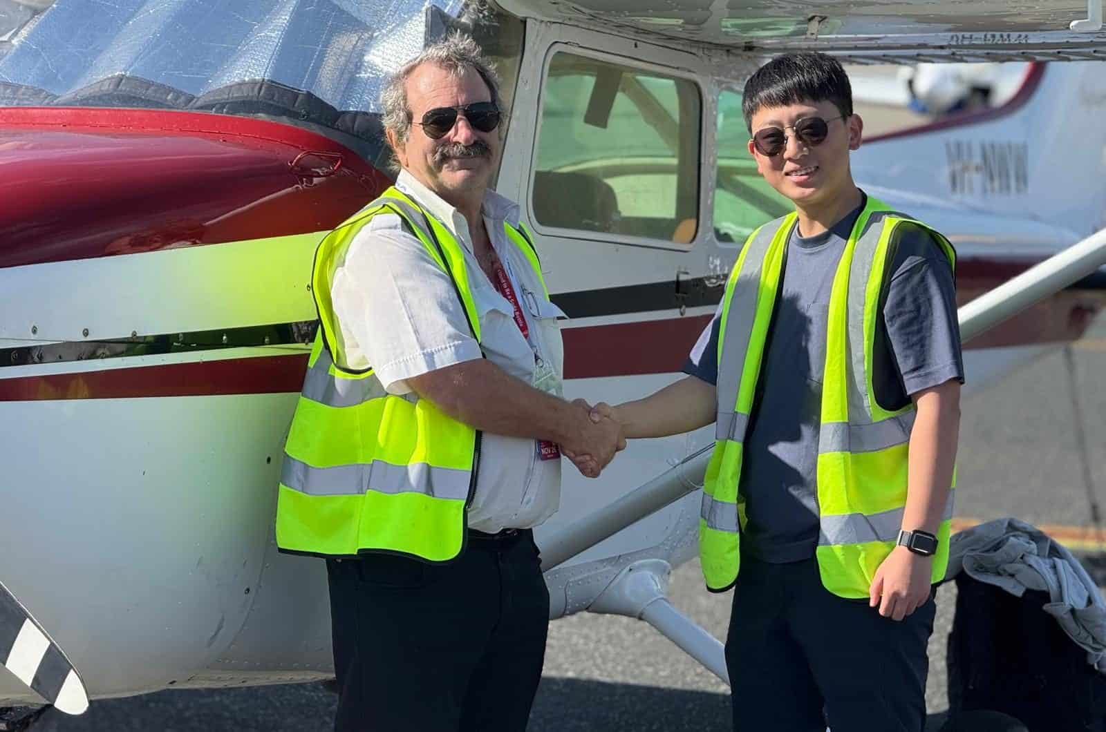 first solo flight Perth student pilot taking off from runway